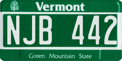 VT license plate NJB442
