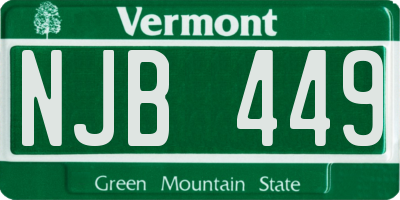 VT license plate NJB449