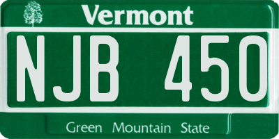 VT license plate NJB450