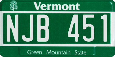 VT license plate NJB451
