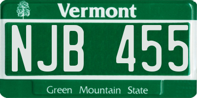 VT license plate NJB455