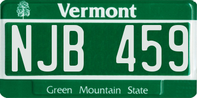 VT license plate NJB459