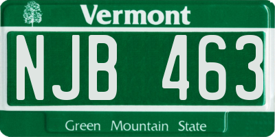 VT license plate NJB463