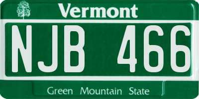 VT license plate NJB466