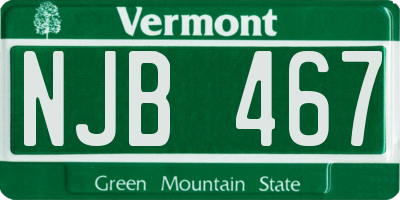 VT license plate NJB467