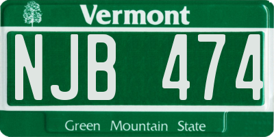 VT license plate NJB474
