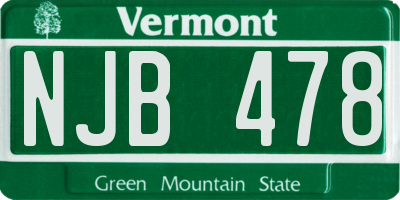VT license plate NJB478