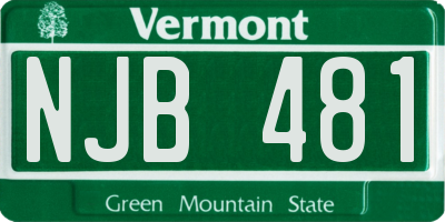 VT license plate NJB481