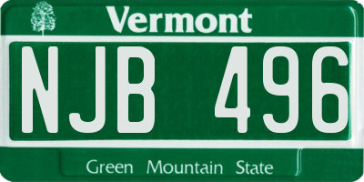 VT license plate NJB496