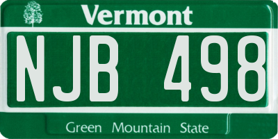 VT license plate NJB498