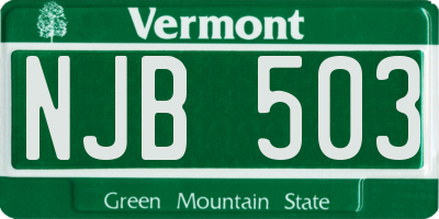 VT license plate NJB503
