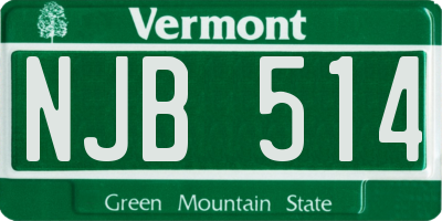 VT license plate NJB514