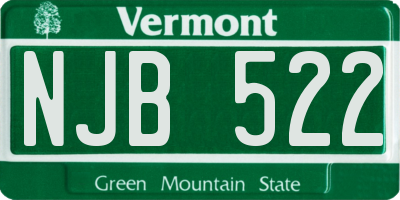 VT license plate NJB522