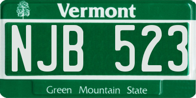VT license plate NJB523