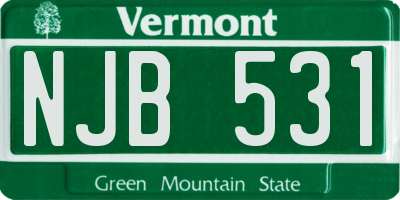 VT license plate NJB531