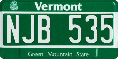 VT license plate NJB535