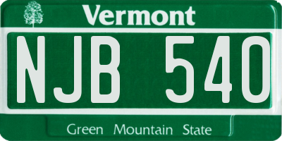 VT license plate NJB540