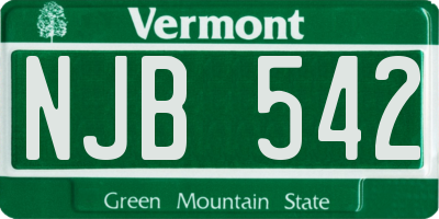 VT license plate NJB542