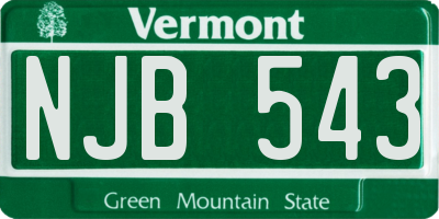 VT license plate NJB543