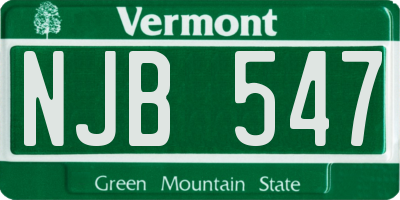 VT license plate NJB547