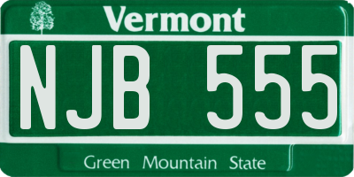 VT license plate NJB555