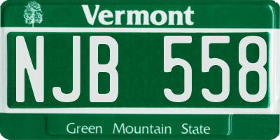 VT license plate NJB558