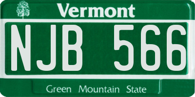 VT license plate NJB566