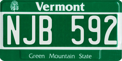 VT license plate NJB592