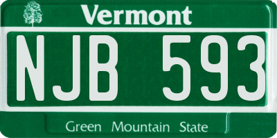 VT license plate NJB593