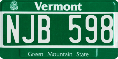 VT license plate NJB598