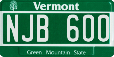 VT license plate NJB600