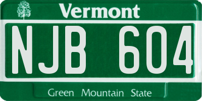 VT license plate NJB604