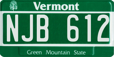 VT license plate NJB612