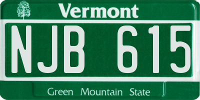 VT license plate NJB615