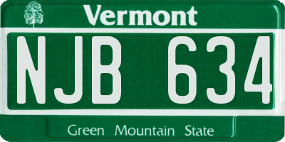 VT license plate NJB634