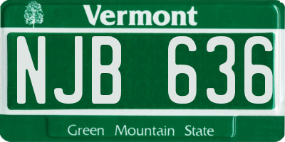 VT license plate NJB636