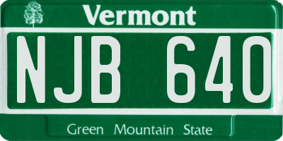 VT license plate NJB640