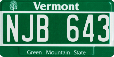 VT license plate NJB643