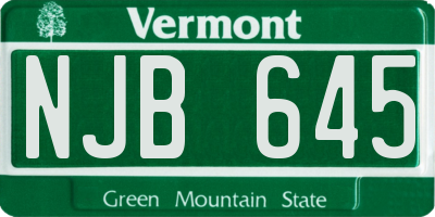 VT license plate NJB645