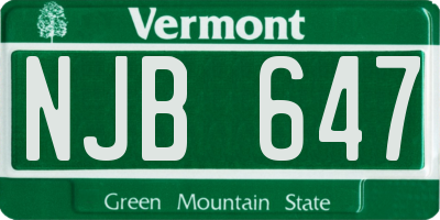 VT license plate NJB647