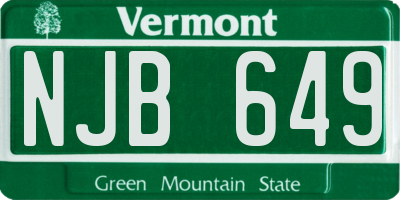 VT license plate NJB649