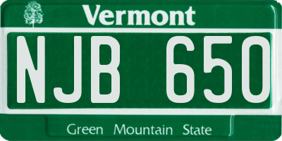 VT license plate NJB650