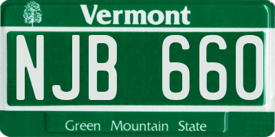 VT license plate NJB660