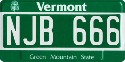 VT license plate NJB666