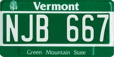 VT license plate NJB667