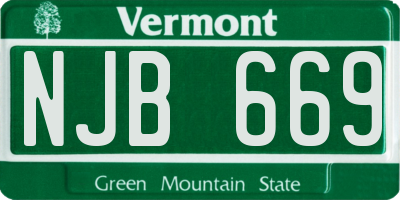 VT license plate NJB669