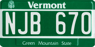VT license plate NJB670