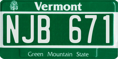 VT license plate NJB671