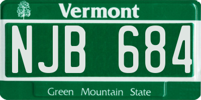 VT license plate NJB684