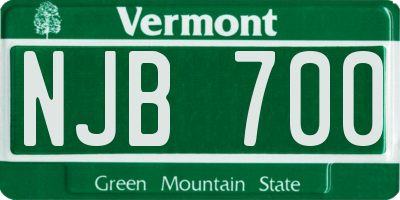 VT license plate NJB700